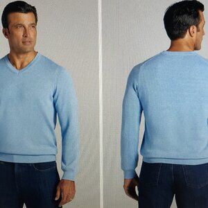 Jos. A. Bank Tailored Fit Pima Cotton V Neck Sweater # 6D5B Light Blue  Size  M